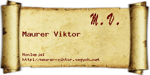 Maurer Viktor névjegykártya